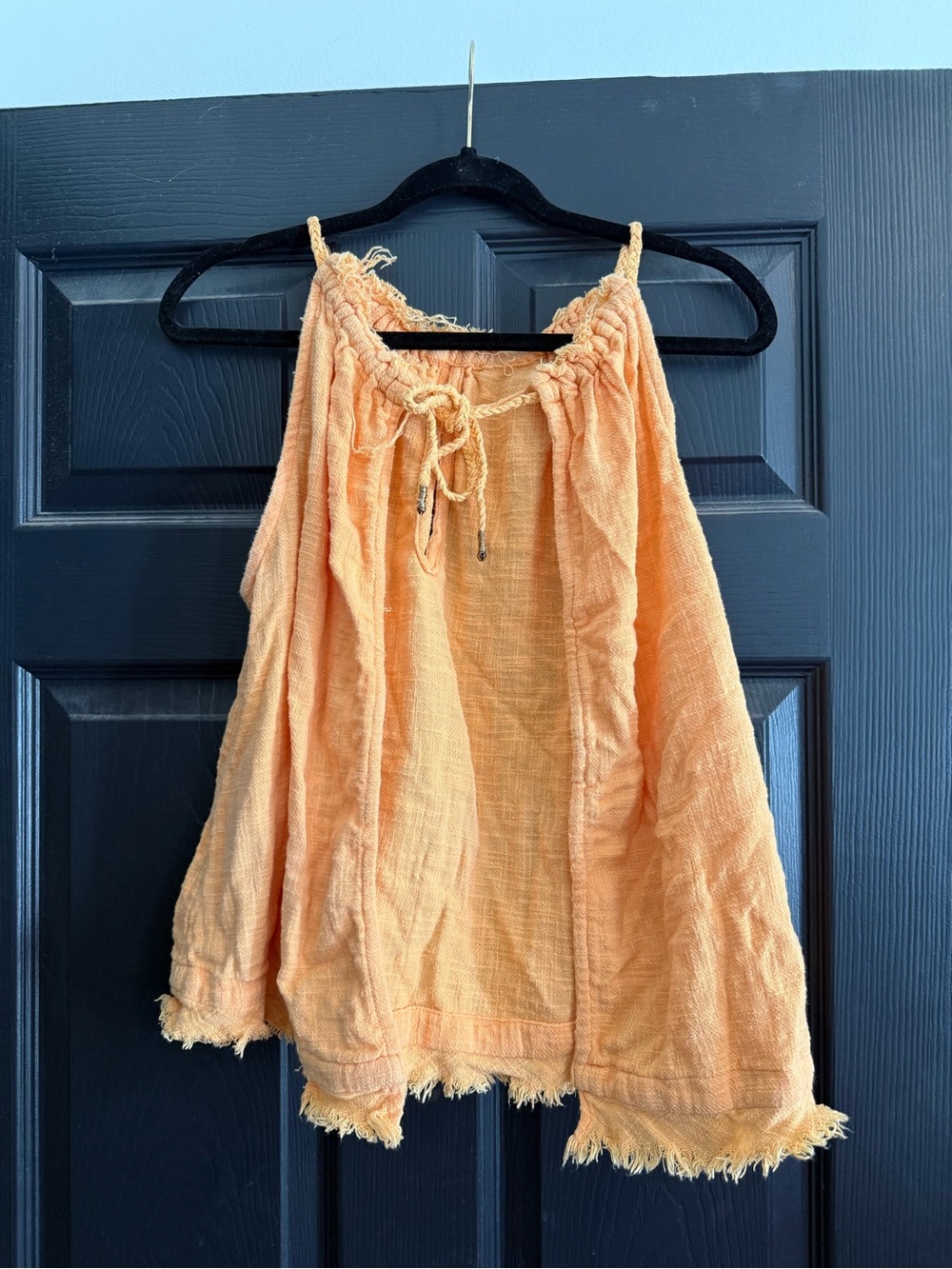 Free People Light Orange Two Piece Tank and Shorts Set, Size M, EUC - Picture 3 of 9